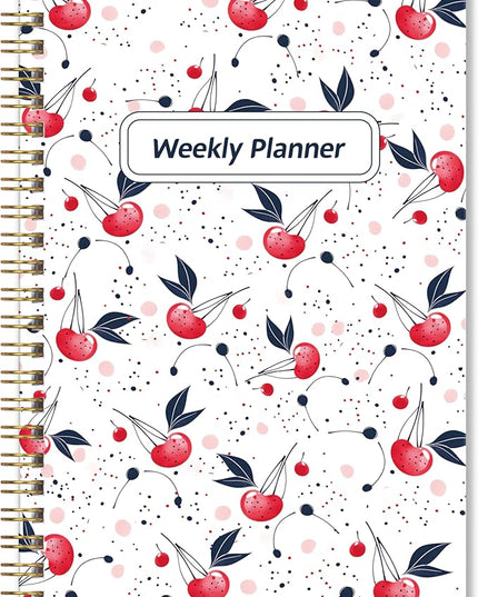 Undated Weekly Planner- Weekly Goals Notebook, A5 To Do List Planner, Habit Tracker Journal with Spiral Binding（Flower-1）