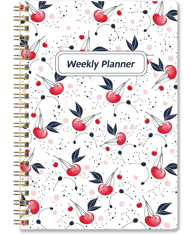 Undated Weekly Planner- Weekly Goals Notebook, A5 To Do List Planner, Habit Tracker Journal with Spiral Binding（Flower-1）