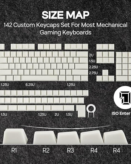 EPOMAKER Creamy Jade PBT Keycaps, 142 Keys, Double Shot, Cherry Profile, 60%/75%/96%/Full Size, Custom Keyboard Keycaps Set for Mechanical Gaming Keyboard (White)