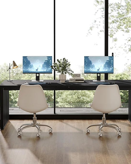 Tribesigns 78.74" Extra Long Computer Desk for 2 Person, Double Long Desk with Heavy Duty Metal Frame, Double Workstation Study Table for Home Office (Without Chair) (Black)