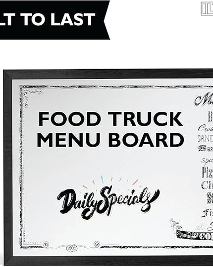 Ilyapa Extra Large Dry Erase Board for Wall - Wood Framed Magnetic White Board - 58 x 25 Inches Decorative Wall Hanging Menu Whiteboard - Black
