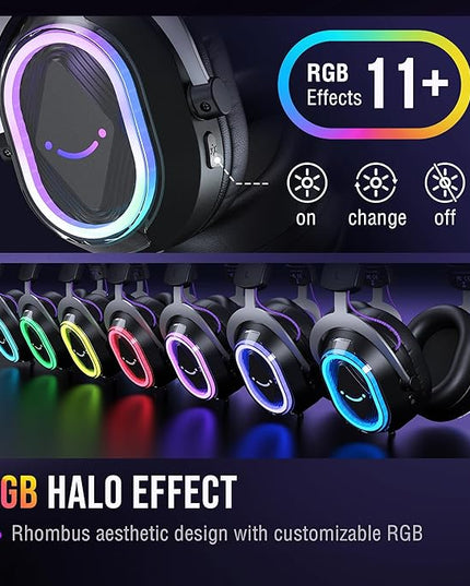 FIFINE Wired USB Gaming Headset: 7.1 Surround Sound - Vibrant Customizable RGB - Game/Chat Balance, Gamer Headphone with Noise Canceling Mic for PC, PS5/PS4, Laptop, Mac - AmpliGame H13BP