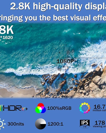 Portable Monitor Touchscreen 15.6" 2.8K Laptop Screen Extender 2880x1620,100Hz,100％sRGB,w/45° Adjustable Stand,mini HDMI USB-C Computer Display for Laptop PC Phone Mac