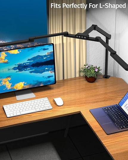 Transformable LED Desk Lamp, 41.5" Large Architect Desk Lamp with Clamp, 3 Light Bars Desk Light for Home Office, 24W Auto Dimming Office Lighting Table Light for L Shaped Desk