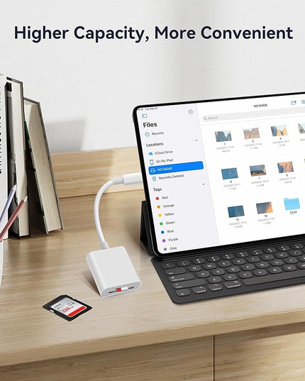 USB C SD Card Reader, WNXSLOAD SD Card Adapter with SD MicroSD Dual Slots for iPhone 15 16 iPad Mac MacBook Laptop, USB-C/TypeC High-Speed Trail Camera Memory Card Reader, Plug & Play - 2 Slots