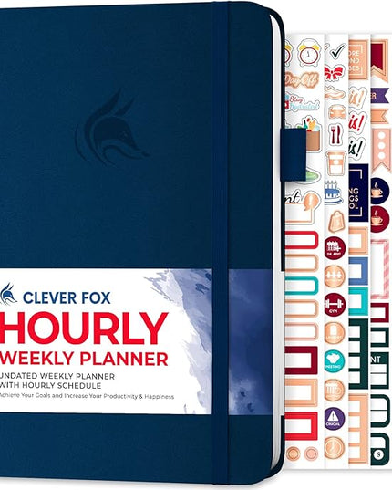 Clever Fox Planner Schedule – Undated Weekly & Monthly Life Planner with Time Slots, Appointment Book & Daily Organizer, A5 (Dark Blue)