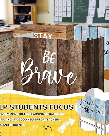 Honoson 24 Pcs Bulk Inspirational Privacy Folders for Students Cardboard Test Privacy Boards Motivational Words Desk Dividers Shield for Classroom School Study Supplies, 6 Styles(Farmhouse)