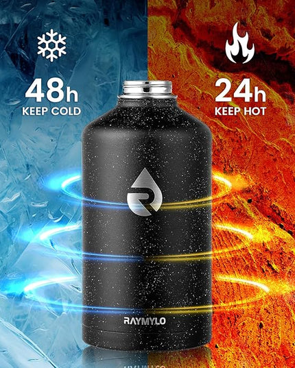 128oz Insulated Water Bottle, Triple Wall Vacuum Stainless Steel Water Bottles - Keeps Cold 48H, Reusable One Gallon Flask Jug for Gym, Sports, Camping, Hiking,Travel, Starry Sky-Black