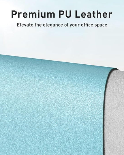 Aothia Large PU Leather Desk Pad Protector – Non-Slip Mouse Pad & Writing Mat for Office/Home, Waterproof, Easy to Clean(36" x 17", Blue Topaz)