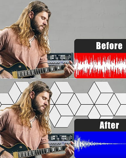 22-Pack Self-Adhesive Acoustic Panels, 12" x 10" x 0.4" – High-Density, Flame-Resistant Soundproof Foam. Absorbs Noise and Eliminates Echoes, Hexagonal 3D Design (White Face)