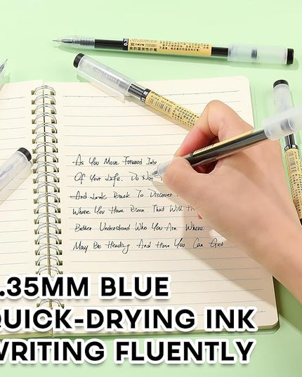 RIANCY 12 Pack Gel Ink Pens (6 Black + 6 Blue), 0.35mm Extra Fine Point Tip, Japanese Style Stationery Quick Dry No Smear No Bleed, Smooth Writing Pen for Journaling Note Taking Office School Supplies