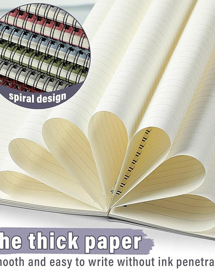 Fuutreo 12 Pcs Spiral Notebook for Work A5 8.3 x 5.7 Inch College Ruled Spiral Journal Notebook Kraft Cover Ruled Paper, 12 Color, 60 Sheets, 120 Pages for Office School(Taro Color)
