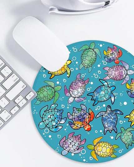 Sea Turtles Round Mouse Pad,Funny Small Mouse Pad with Non-Slip Rubber Base,Mouse Mat,Home Office Decor Desk Accessories,8.7inch Round Mouse Pad 2