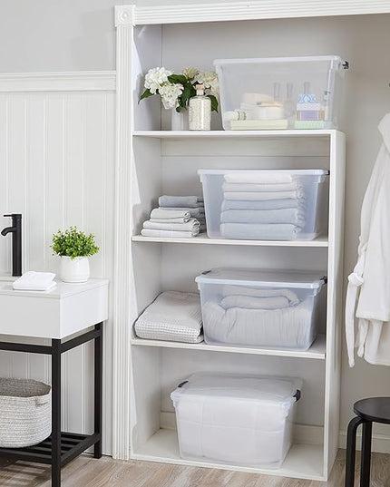 Rubbermaid Cleverstore 71 Qt Clear Storage Bins with Lids, 4-Pack, Stackable, BPA-Free, Made in USA
