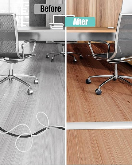Floor Cord Cover Cavity 0.8"x0.37" Self Adhesive Cord Hider, 10FT Low Profile Cable Management, Extension Strip Protector for Wires, Prevent Cable Trips for Offices, Gyms, Exhibitions（White）