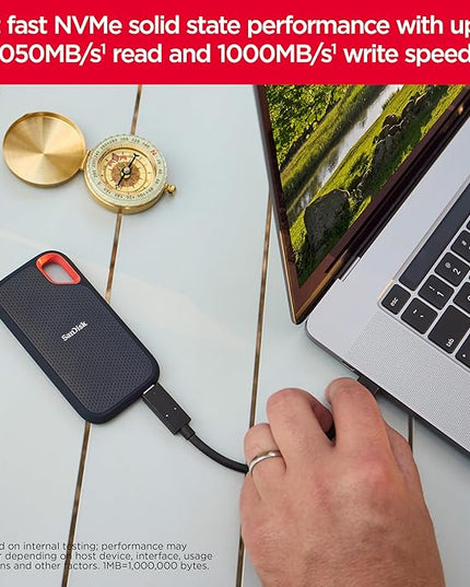 SanDisk 8TB Extreme Portable SSD - Up to 1050MB/s, USB-C, USB 3.2 Gen 2, IP65 Water and Dust Resistance, Updated Firmware - External Solid State Drive - SDSSDE61-8T00-G25