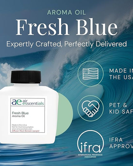 Fresh Blue Aroma Oil, Essential Oils Blend for Diffusers & Scent Machines, Mandarin, Ozone, and Cardamom Blend, Aromatherapy, Cold Air Diffuser Compatible, 100 mL