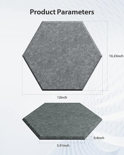 12 Pack Acoustic Panels Self Adhesive Sound Proof Foam, High Density Sound Acoustic Foam Panel, 12X10.23X0.4 Inch Hexagon Wall Panels in Home,Office,Reccording Room,Studio(Moonlight Grey)