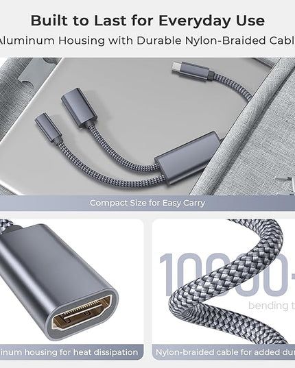Basesailor USB C to HDMI Adapter,Type C to 4K HDMI with 100W PD Charger Multiport Converter,Compatible with Nintendo Switch,Steam Deck,iPhone 17 16 15,MacBook,iPad,Samsung S25 and Display Mode Devices