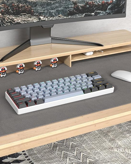 Guffercty kred 61-Keys PBT 60% Keycaps 60 Percent Shine-Through OEM Profile Keycaps Backlit US Layout for 60% Mechanical Keyboard (61 Grey Black)