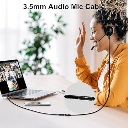 Kxable 3.5mm Headphone Extension Cable 15FT, 4 Pole TRRS 1/8 inch Male to Female Stereo Audio Cord, Nylon Braided, Microphone Compatible, for Headphone, iPad, Smartphone, Media Players, Tablet- Slim