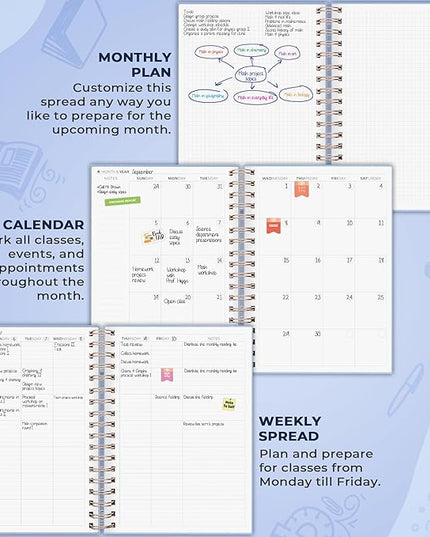 Clever Fox Teacher Planner Spiral – School Year Planner with Calendars & Lesson Plans – Teacher Plan Book for Classroom & Homeschool Organization - Undated, 7.9x10″ (Periwinkle)