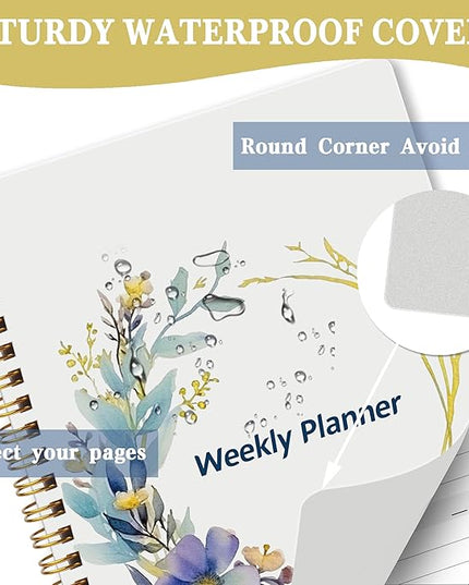 Undated Weekly Planner- Weekly Goals Notebook, A5 To Do List Planner, Habit Tracker Journal with Spiral Binding（Flower-2）