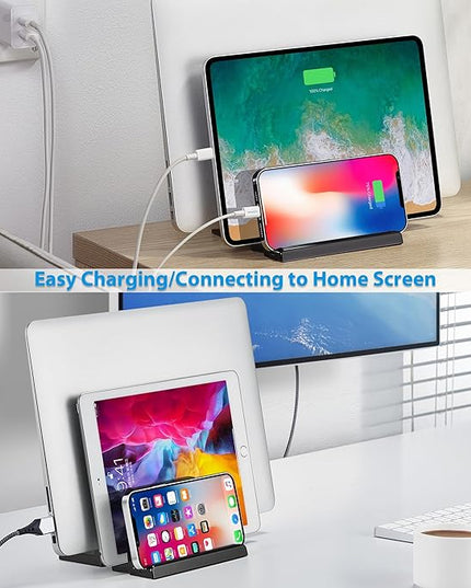 3-Slot Vertical Laptop Stand Laptop Holder for Desk Made of Premium Acrylic to Space-Saving for All Laptop/MacBook/Tablet/Phone (Transparent)