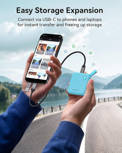 ORICO Portable SSD 2 TB with 2 in 1 USB C Cable, External Solid State Drives, Up to 460MB/s, Status Indicator, Reliable Storage for USB-C Smartphone, PC - B5PLUS(Green)
