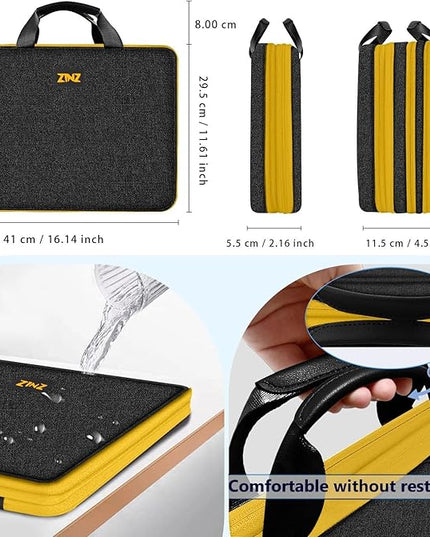 ZINZ Laptop Case 15 15.6 16 inch Sleeve, Expandable Computer Hand Bag with Multi-pockets Compatible with MacBook Pro 16 inch M4/M3/M2/M1, MacBook Air/Pro 15 inch and 15-16 inch Notebooks，B01YL01