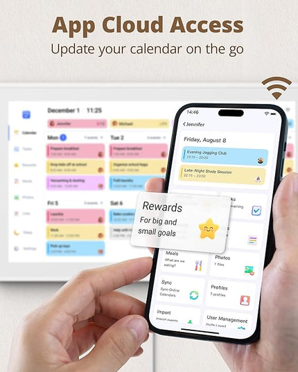 Dragon Touch 15.6" Digital Calendar Chore Chart – 1080P Full HD Interactive Touchscreen, Smart Family Planner, Hearth Display Digital Calendar Wall & Desk Mountable for Seamless Scheduling