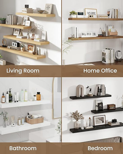 Dreamland 48 Inches Floating Shelves for Wall, 8" Deep Long Floating Shelves Set of 1, Large Display & Storage Shelf, Wall Shelf for Bathroom Bedroom Living Room Kitchen Office, Walnut
