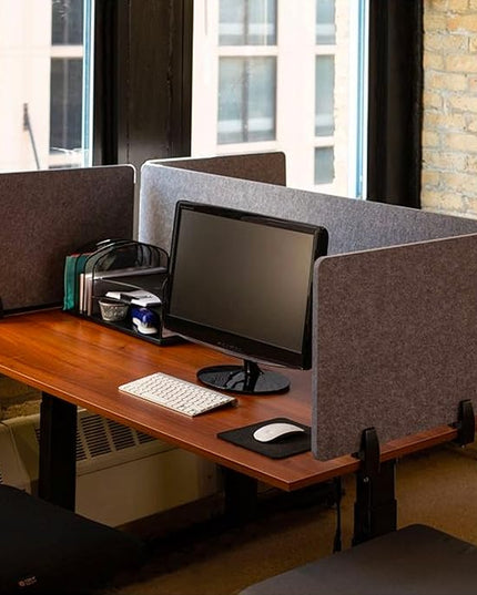 Stand Up Desk Store ReFocus Raw Clamp-On Acoustic Desk Divider Mounted Privacy Panel to Reduce Noise and Visual Distractions (Castle Gray, 23.6" x 16")