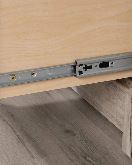 Sauder Palladia Computer Desk with Drawers, Home Office Desk with File Cabinet Storage Drawer, Cable Management, Keyboard Tray, in Split Oak Finish