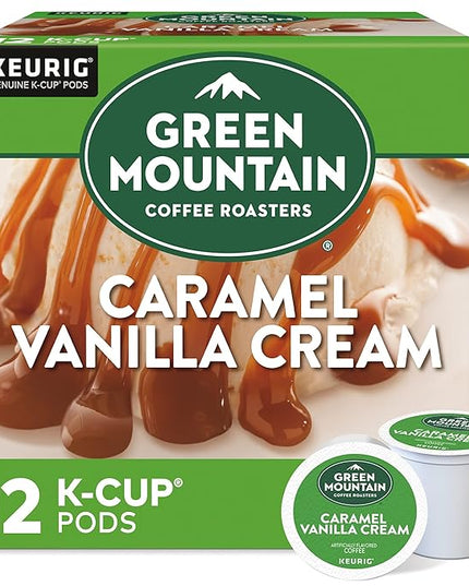Green Mountain Coffee Roasters Caramel Vanilla Cream Keurig Single-Serve K-Cup pods, Light Roast Coffee, 12 Count