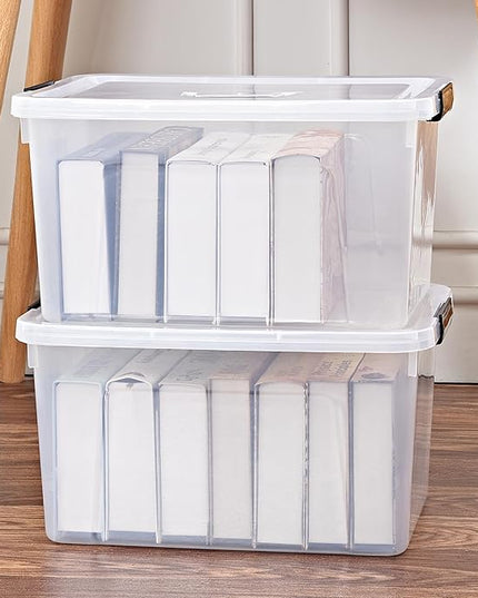 19 Quart Plastic Storage Bins with Lids, 6-Pack Stackable Clear Storage Organizing Box with Handle