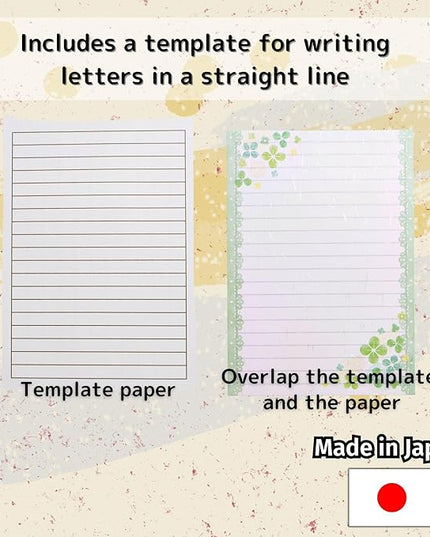 Iyo Washi Printable Stationery Paper 15 Sheets (9.7 x 6.9 inch) Made in Japan, Green Leaf Stationery Paper Japanese Paper, Inkjet Printer, for St. Patrick's Day Letter Writing, Greeting Card