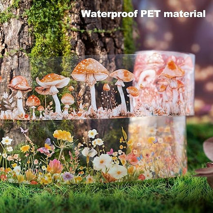 MiyouLuna 6 Rolls Whimsical Mushroom Forest PET Tape Set, Cottagecore Botanical Stickers for Journaling, Scrapbooking, DIY Crafts Supplies, 1.57"x78.7"