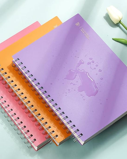 EMSHOI B5 Spiral Notebook College Ruled Lined Journal, Large 7.48" X 10.15", 300 Pages/150 Sheets, 100gsm Thick Paper, Waterproof Hardcover, for Office School Women Men Work Writing Notes-Purple
