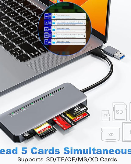 7 in 1 Memory Stick Pro Duo Card Reader, USB-C Multi Cards Reader for SD/TF/CF/MS/XD Cards, SD Card Reader for iPhone, Tablet, Laptop, Windows, Linux, Android, Camera, Game Track Camera