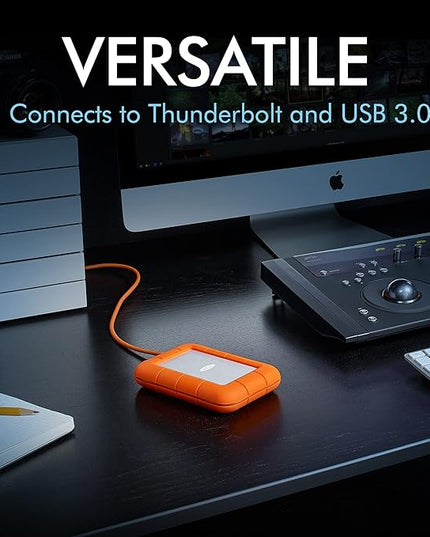 LaCie Rugged USB-C, 4TB, Portable External Hard Drive, Drop, Shock, Dust, Rain Resistant, for Mac & PC (STFR4000800)