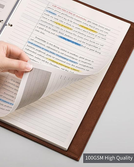 EMSHOI Undated Daily Planner - A4 Large To Do List Notebook Appointment Book for Productivity Time Management, with Hourly Planner Refills, Hardcover Binder Leather Journal - 240 Pages, 9.2x12