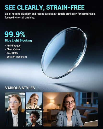 TIJN Olisa Blue Light Blocking Glasses for Women Men,Oval Glasses Frame Bluelight Glasses for Gaming/Computer/Screen