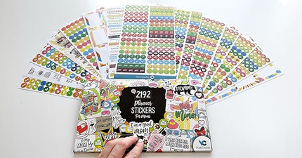 Vladi Creative Busy Mom Planner Stickers - 2190+ pcs, 18 Sheets, Decorative & Productivity-Boosting Colorful Stickers for Journals, Calendars, Scrapbooking, Time Management, & DIY Planner Decoration
