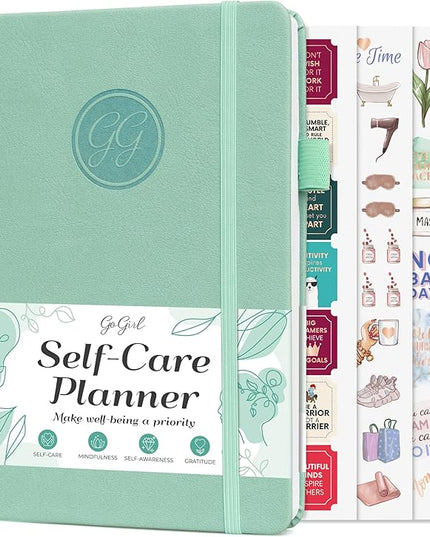 GoGirl Self-care Journal – Daily Mental Health Notebook with Mood & Wellness Trackers – Personal Development, Meditation & Reflection Journal for Women – Hardcover, Lasts 3 Months (Mint Cream)