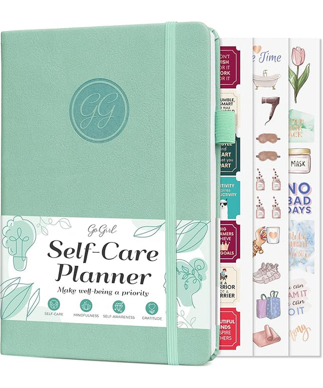 GoGirl Self-care Journal – Daily Mental Health Notebook with Mood & Wellness Trackers – Personal Development, Meditation & Reflection Journal for Women – Hardcover, Lasts 3 Months (Mint Cream)
