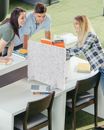 DOLLAR BOSS 2PCS Acoustic Desk Dividers 24" x 20", Soundproof Freestanding Privacy Panels for Table, Noise Reducing Desktop Partition for Office, Home, Classroom with 20 Pushpins,Light Grey