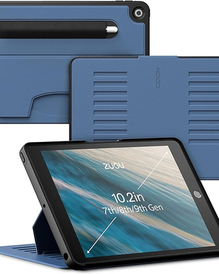 ZUGU CASE for 10.2 Inch iPad 7th / 8th / 9th Generation Case (2021/2020/2019), Protective, Thin, Sleek Design, Magnetic Stand, Sleep/Wake Cover, Magnetic Cover, Slate Blue