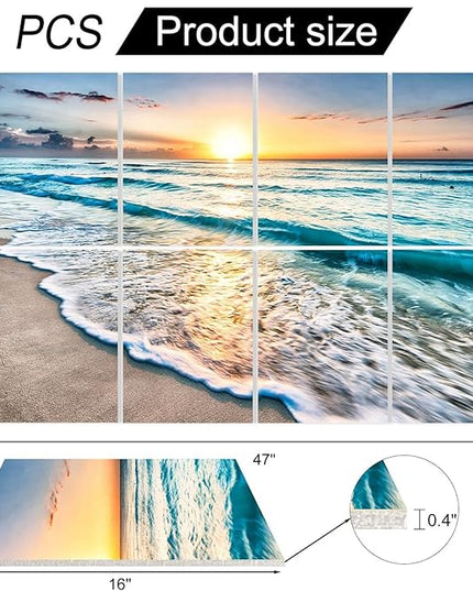 YPY Art Acoustic Panels Self Adhesive: Beach Wall Art Sound Proof Panel Decorative Acoustic Panels Acoustical Treatment for Recording Studio 8 Pack 48x32 Inches
