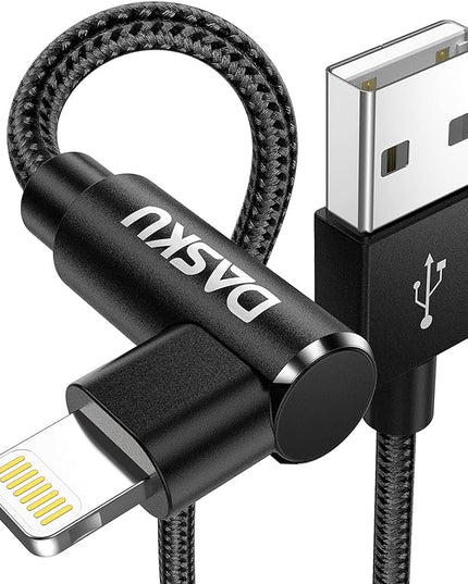 2Pack 90 Degree iPhone Charging Cord 6Ft Right Angle Nylon Braided Mfi Certified Gaming Charger Cable Compatible with iPhone 14 13 12 11 Pro Max XS XR X 8 7 6 5 Plus iPad（Black）
